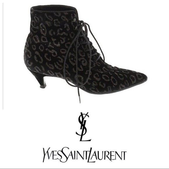 Saint Laurent Leopard Ankle Booties - Picture 1 of 8